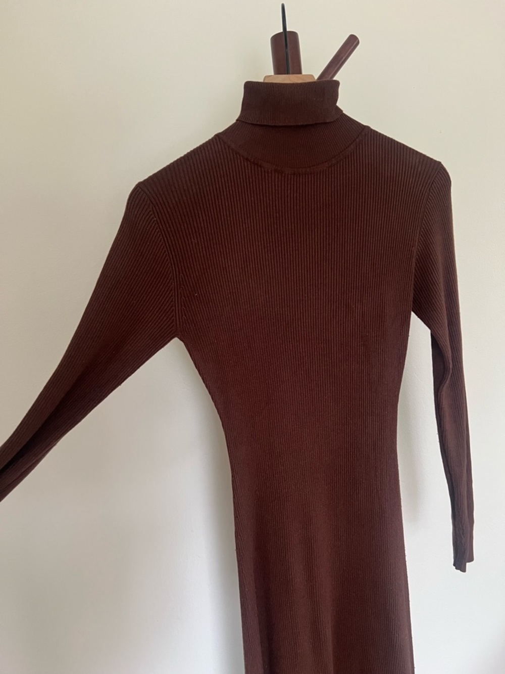Primark Brown Ribbed Long Sleeve Turtleneck Dress